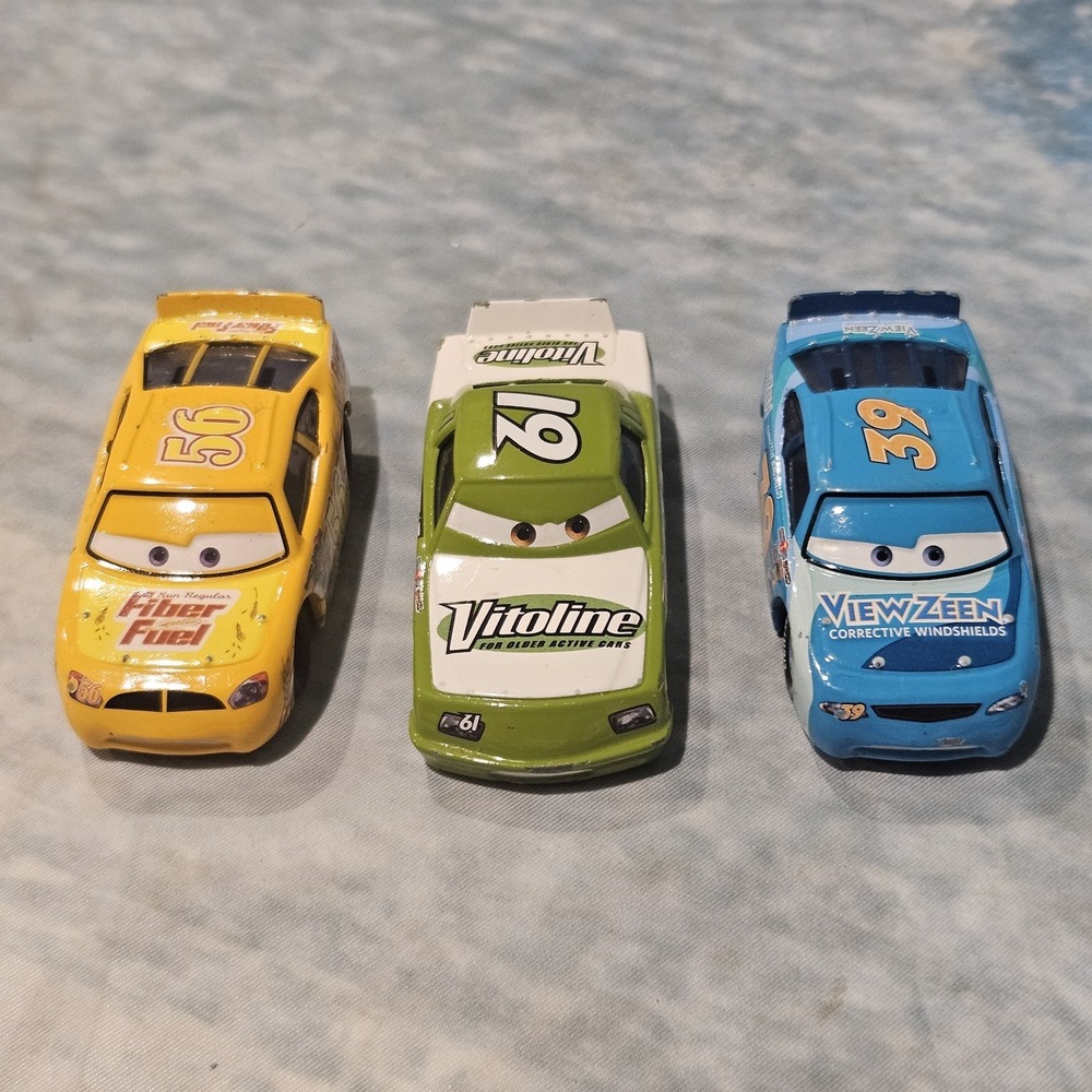 Disney Pixar Cars Diecast Lot of 3 Fiber Fuel Vitoline View Zeen Racers